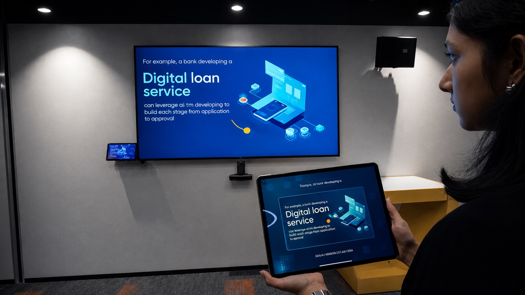 Interactive display showcasing financial services